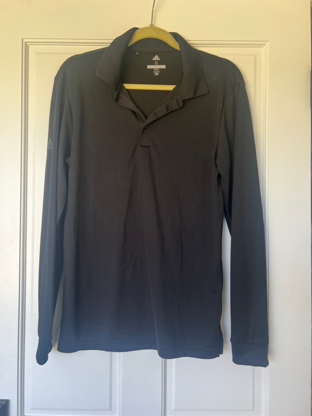 adidas Small Men's Long-Sleeve Golf Polo in Black